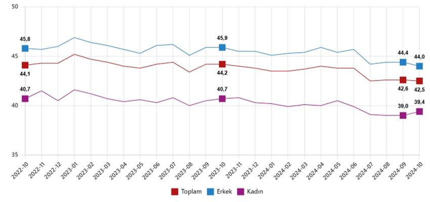 Türkiye İstatistik Kurumu ekim ayına ilişkin işsizlik rakamlarını açıkladı. TÜİK'e göre Ekim 2024'te mevsim etkisinden arındırılmış işsizlik oranı %8,8 seviyesinde gerçekleşti