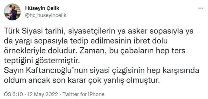 AK Partili Hüseyin Çelik'ten Kaftancıoğlu açıklaması: ''Karar çok yanlış'' - Resim : 1