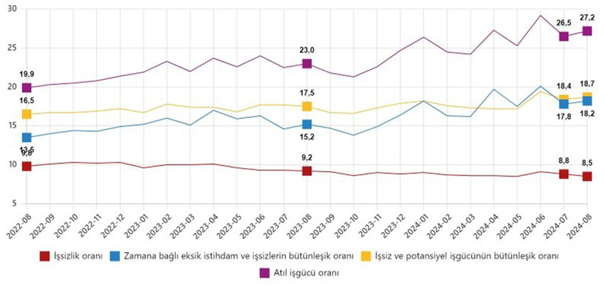 T&uuml;rkiye İstatistik Kurumu ağustos ayına ilişkin işsizlik rakamlarını a&ccedil;ıkladı.