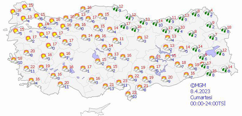 haritalarla 5 günlük hava durumu tahminleri