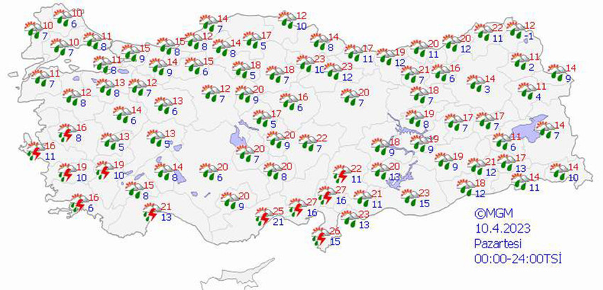 haritalarla 5 günlük hava durumu tahminleri