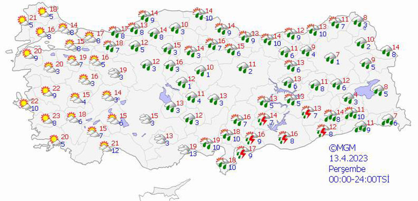 haritalarla 5 günlük hava durumu tahminleri