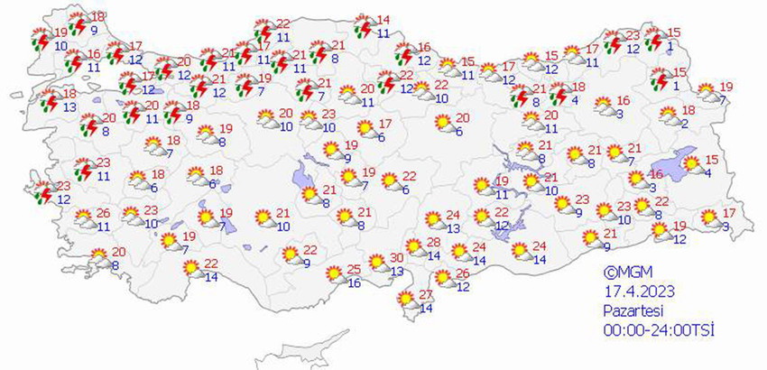 haritalarla 5 günlük hava durumu tahminleri