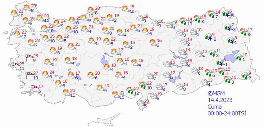 haritalarla 5 günlük hava durumu tahminleri