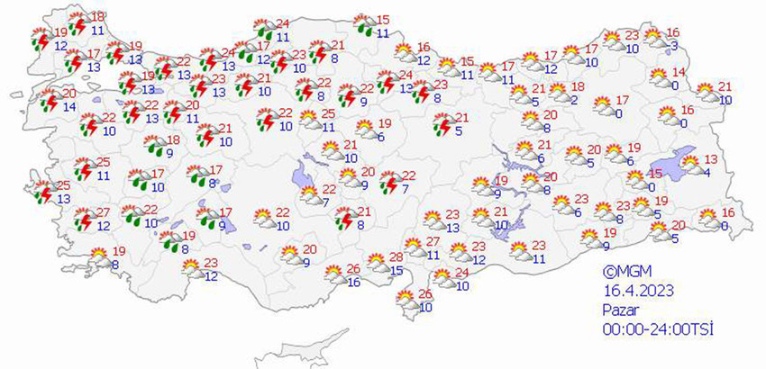 haritalarla 5 günlük hava durumu tahminleri