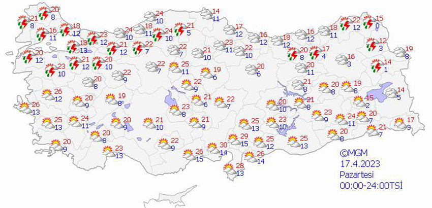 haritalarla 5 günlük hava durumu tahminleri