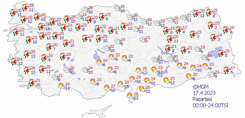 haritalarla 5 günlük hava durumu tahminleri