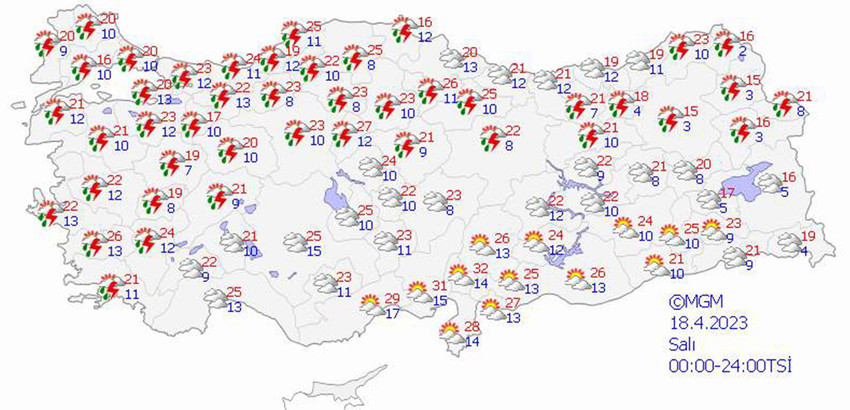 haritalarla 5 günlük hava durumu tahminleri