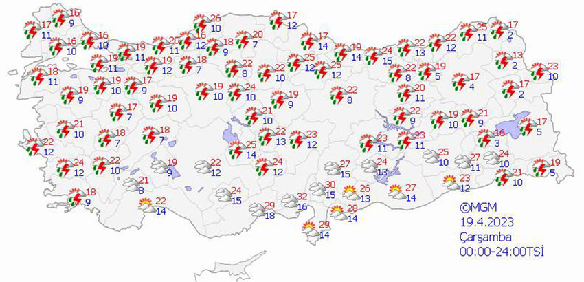 haritalarla 5 günlük hava durumu tahminleri