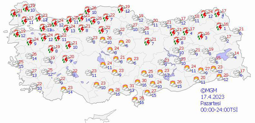 haritalarla 5 günlük hava durumu tahminleri