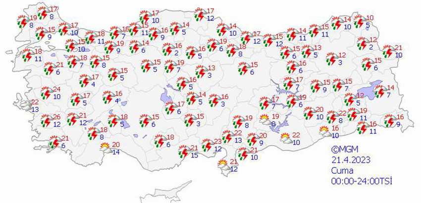 haritalarla 5 günlük hava durumu tahminleri