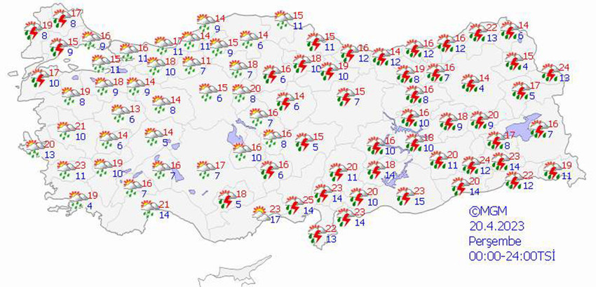 haritalarla 5 günlük hava durumu tahminleri