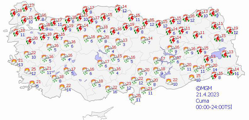 haritalarla 5 günlük hava durumu tahminleri