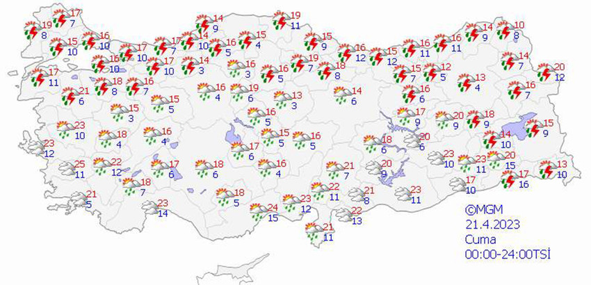 haritalarla 5 günlük hava durumu tahminleri