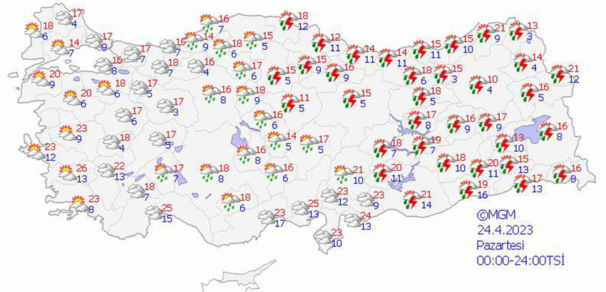 haritalarla 5 günlük hava durumu tahminleri