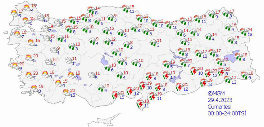 haritalarla 5 günlük hava durumu tahminleri