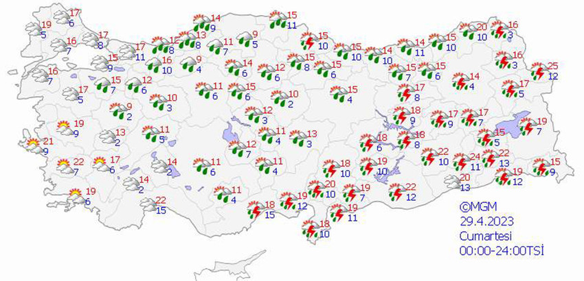 haritalarla 5 günlük hava durumu tahminleri