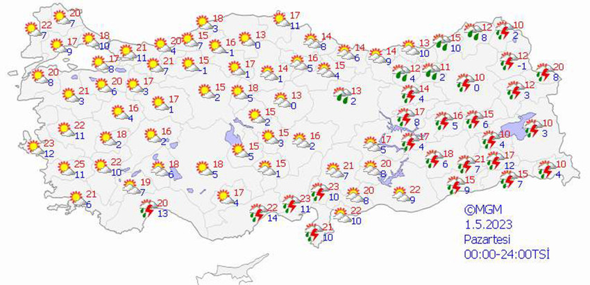 haritalarla 5 günlük hava durumu tahminleri