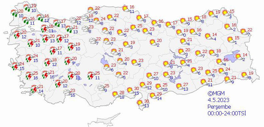 haritalarla 5 günlük hava durumu tahminleri