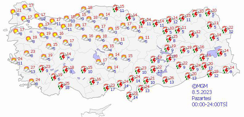 haritalarla 5 günlük hava durumu tahminleri