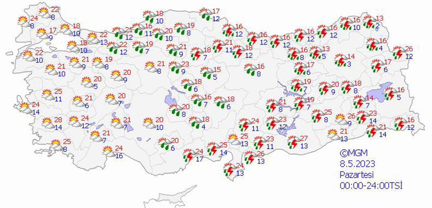 haritalarla 5 günlük hava durumu tahminleri