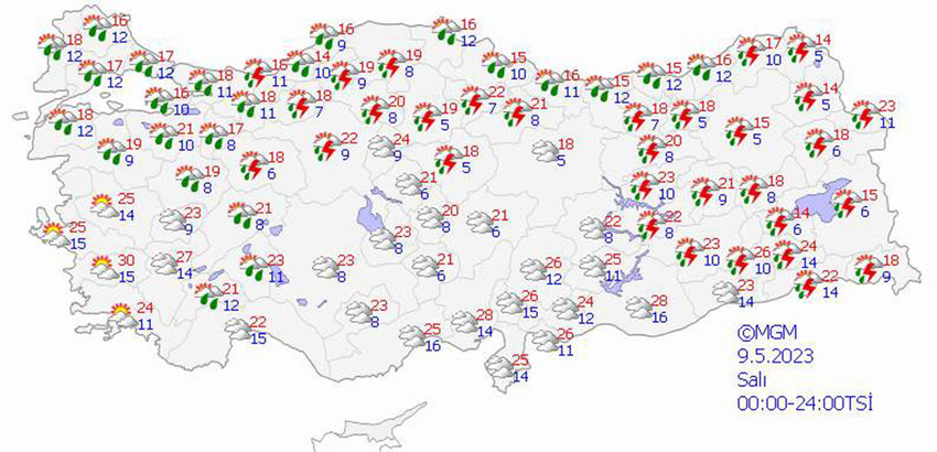 haritalarla 5 günlük hava durumu tahminleri