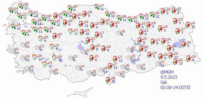 haritalarla 5 günlük hava durumu tahminleri