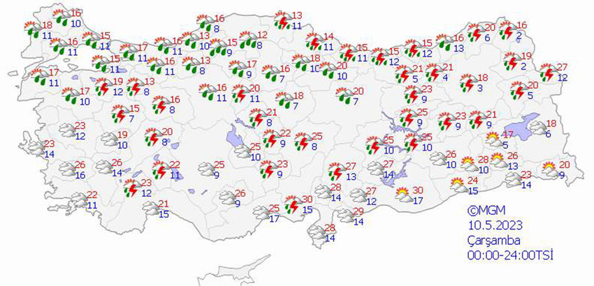 haritalarla 5 günlük hava durumu tahminleri