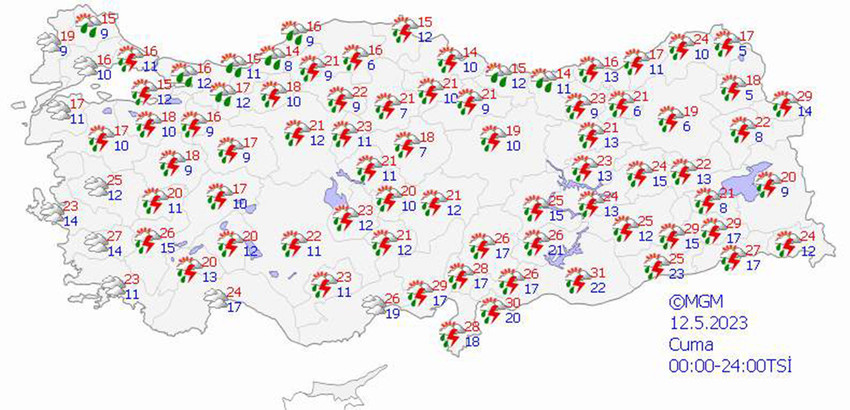 haritalarla 5 günlük hava durumu tahminleri