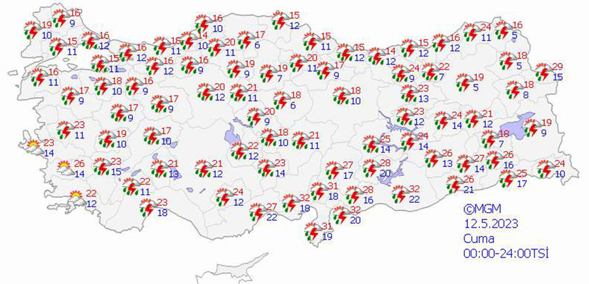 haritalarla 5 günlük hava durumu tahminleri