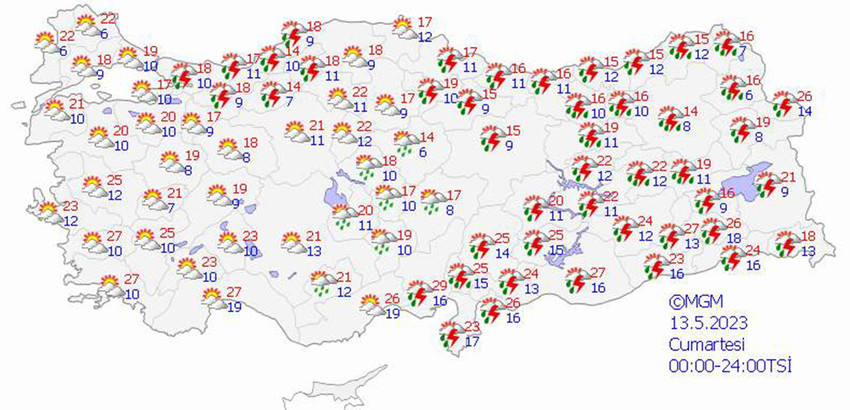 haritalarla 5 günlük hava durumu tahminleri