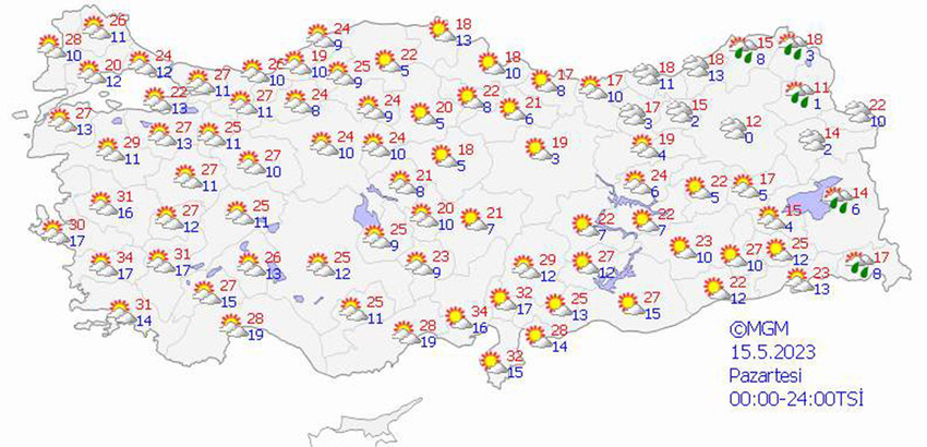 haritalarla 5 günlük hava durumu tahminleri