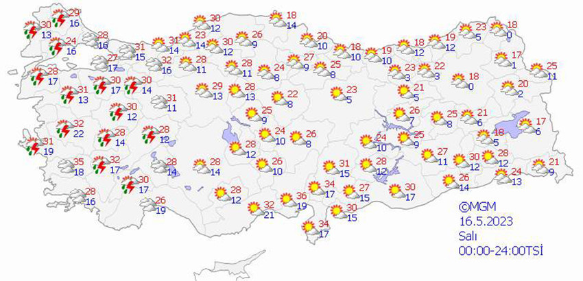 haritalarla 5 günlük hava durumu tahminleri