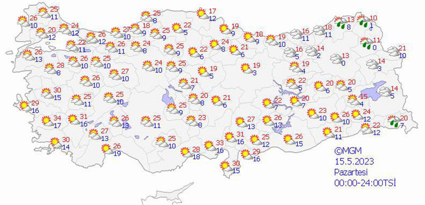 haritalarla 5 günlük hava durumu tahminleri