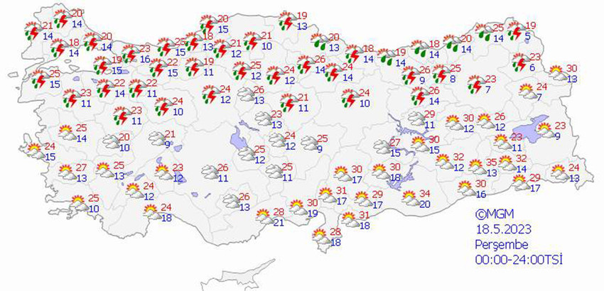 haritalarla 5 günlük hava durumu tahminleri