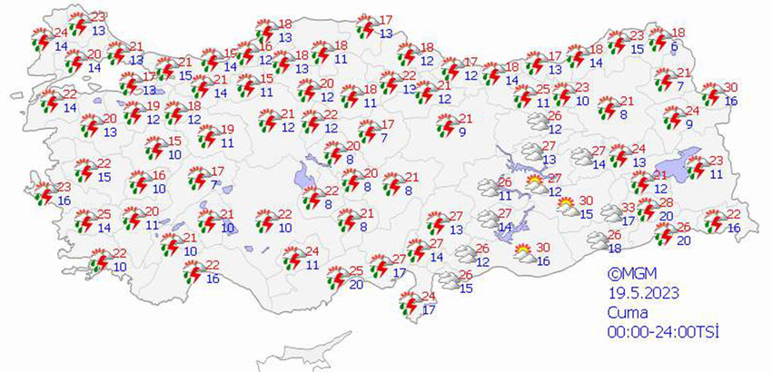 haritalarla 5 günlük hava durumu tahminleri