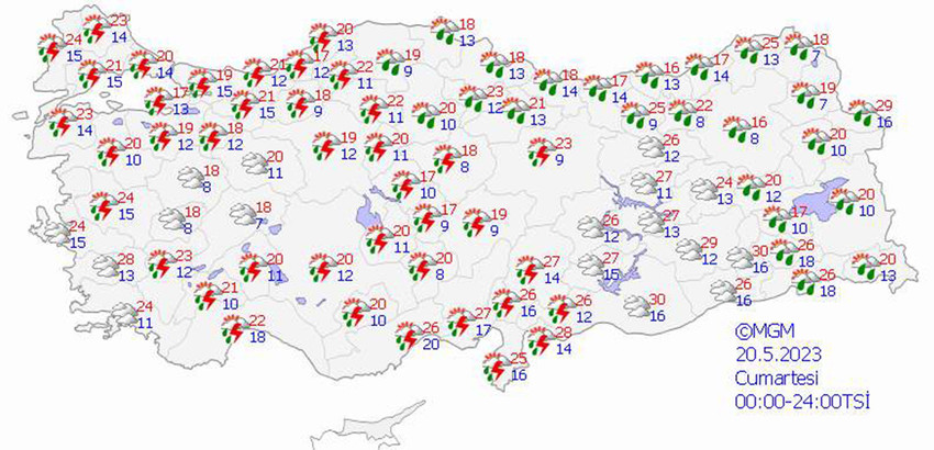 haritalarla 5 günlük hava durumu tahminleri