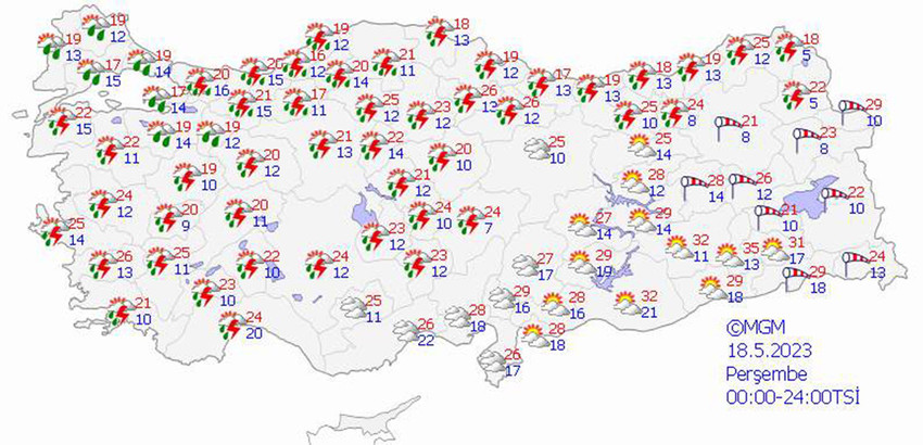 haritalarla 5 günlük hava durumu tahminleri