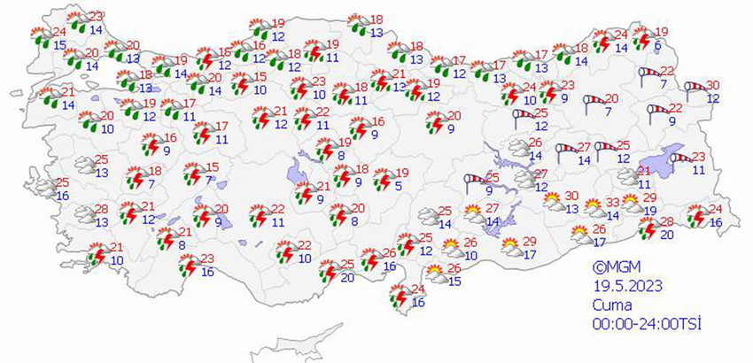 haritalarla 5 günlük hava durumu tahminleri