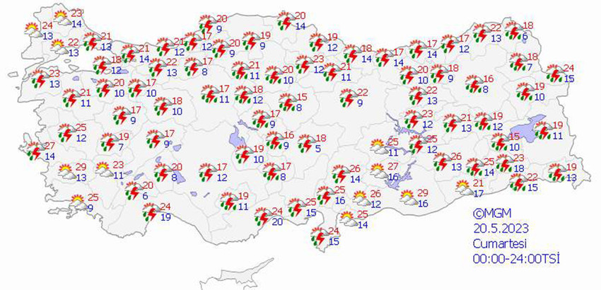 haritalarla 5 günlük hava durumu tahminleri