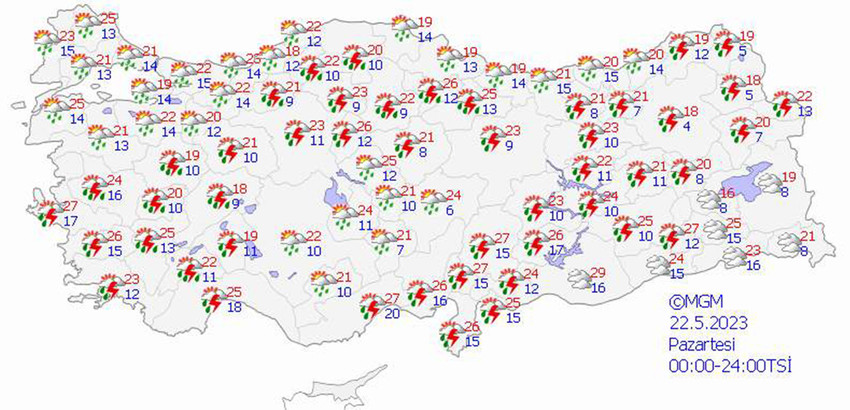 haritalarla 5 günlük hava durumu tahminleri