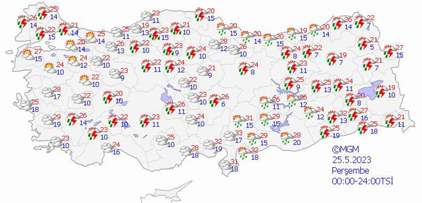 haritalarla 5 günlük hava durumu tahminleri