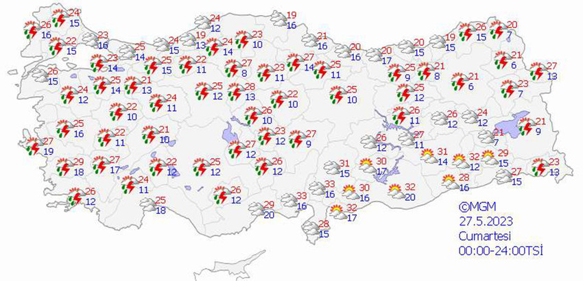 haritalarla 5 günlük hava durumu tahminleri