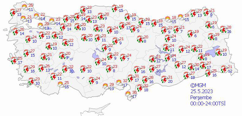 haritalarla 5 günlük hava durumu tahminleri