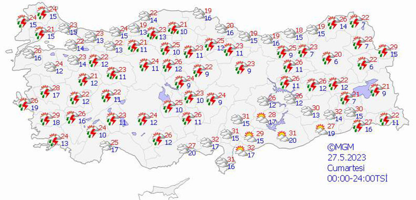 haritalarla 5 günlük hava durumu tahminleri