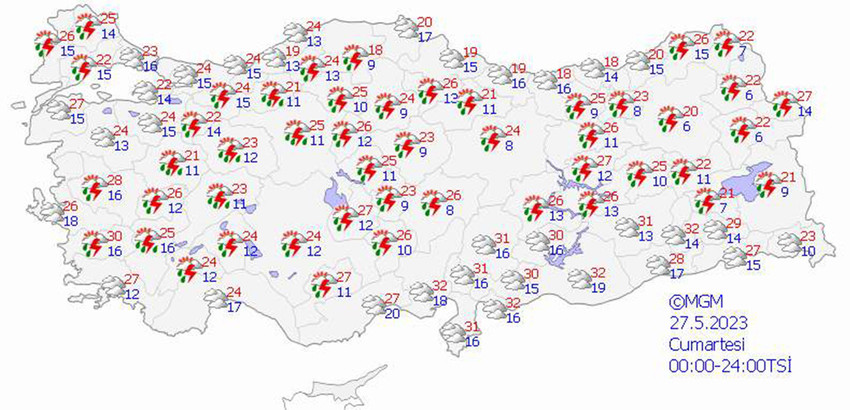 haritalarla 5 günlük hava durumu tahminleri