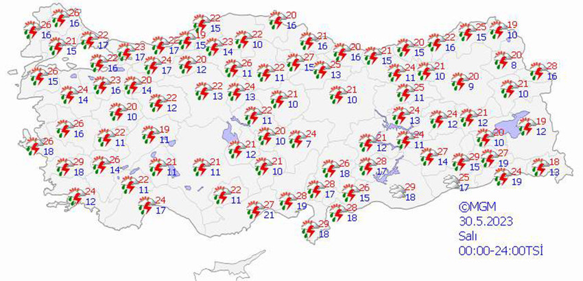 haritalarla 5 günlük hava durumu tahminleri