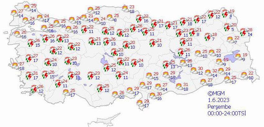 haritalarla 5 günlük hava durumu tahminleri