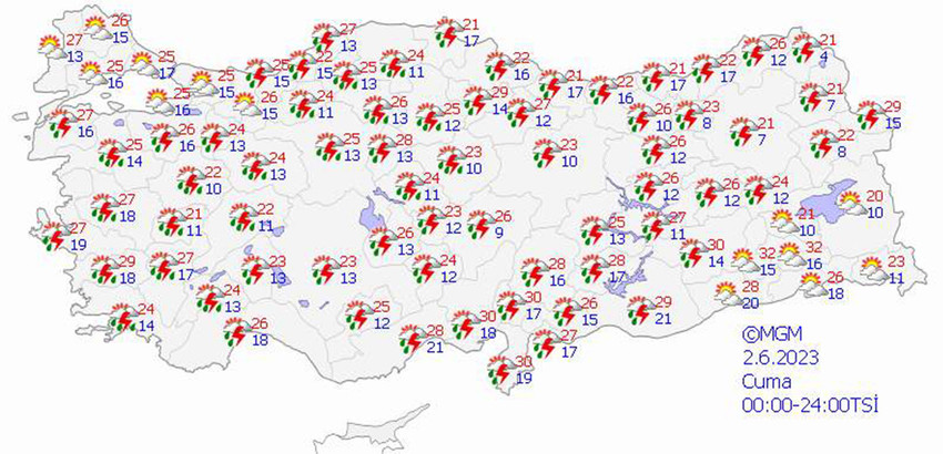 haritalarla 5 günlük hava durumu tahminleri