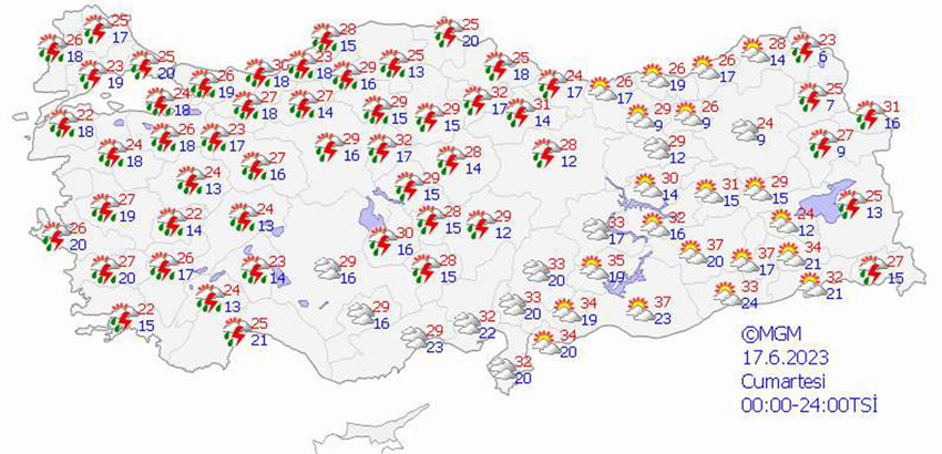 haritalarla 5 günlük hava durumu tahminleri